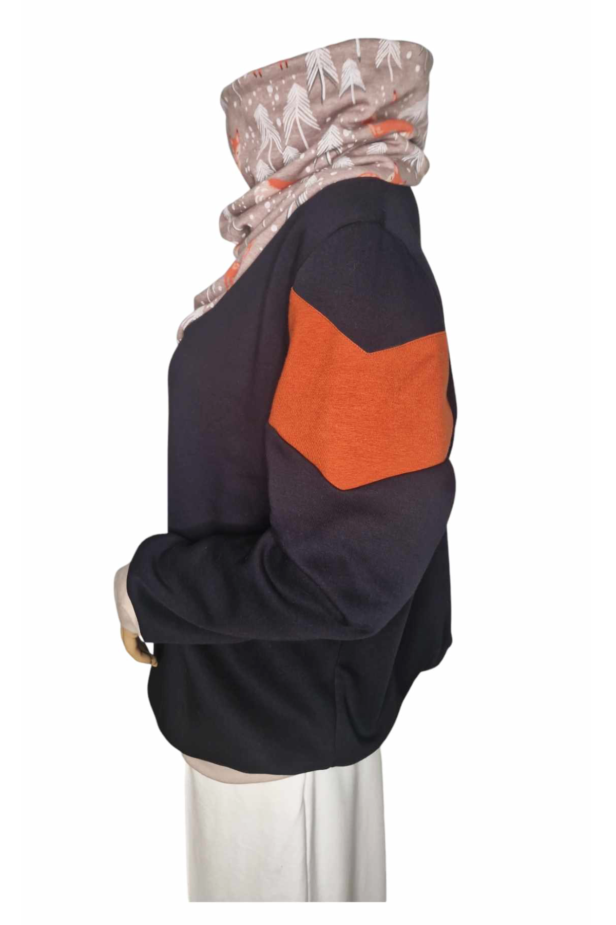 Wintershirt mit Schalkragen Fuchsmuster