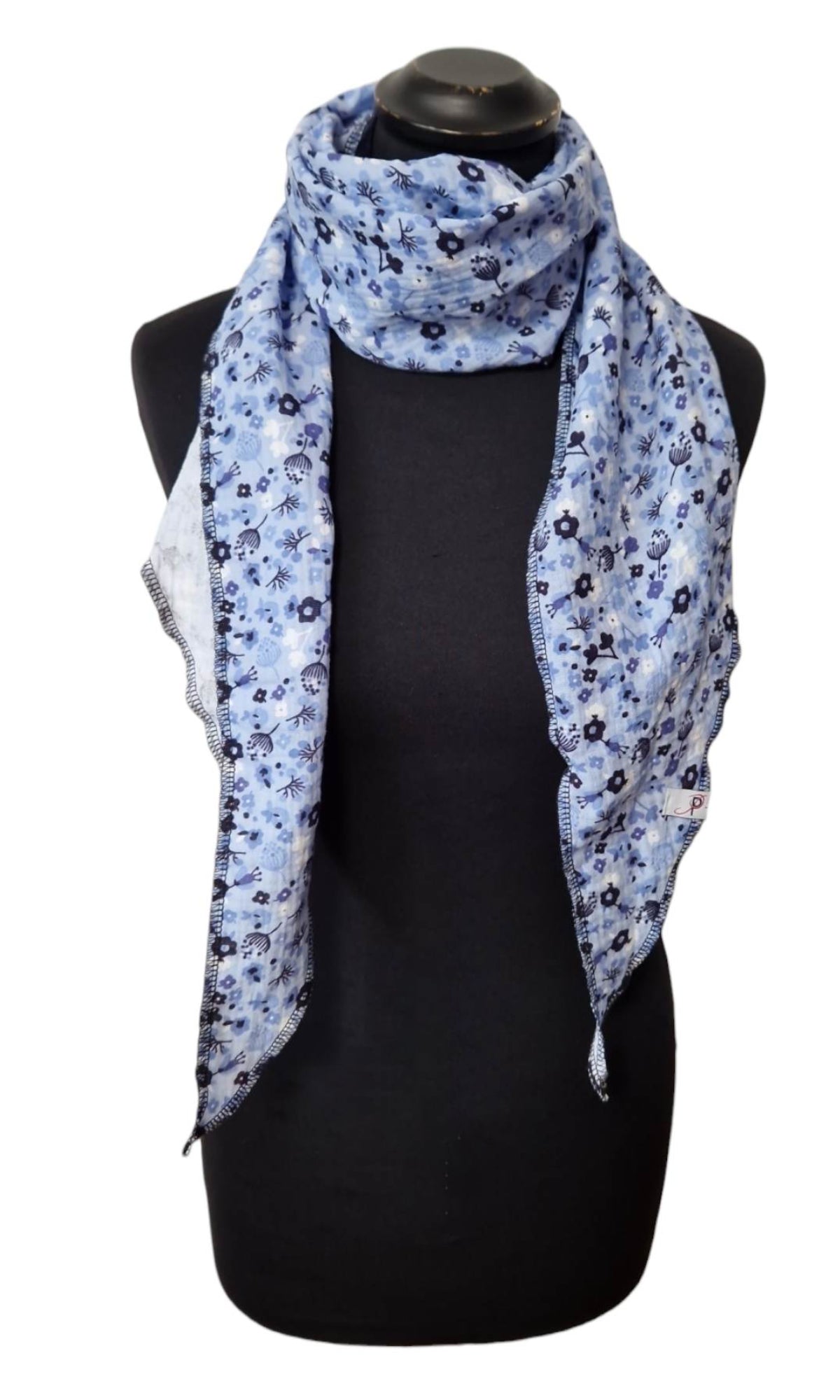 Musselintuch Parallelogramm Blumen Babyblau