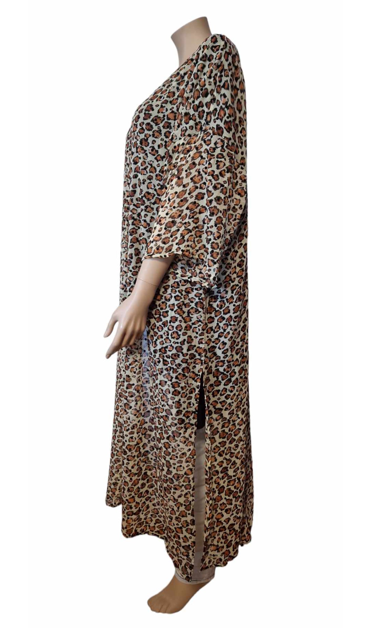 Maxi-Leopard Kimono aus Chiffon