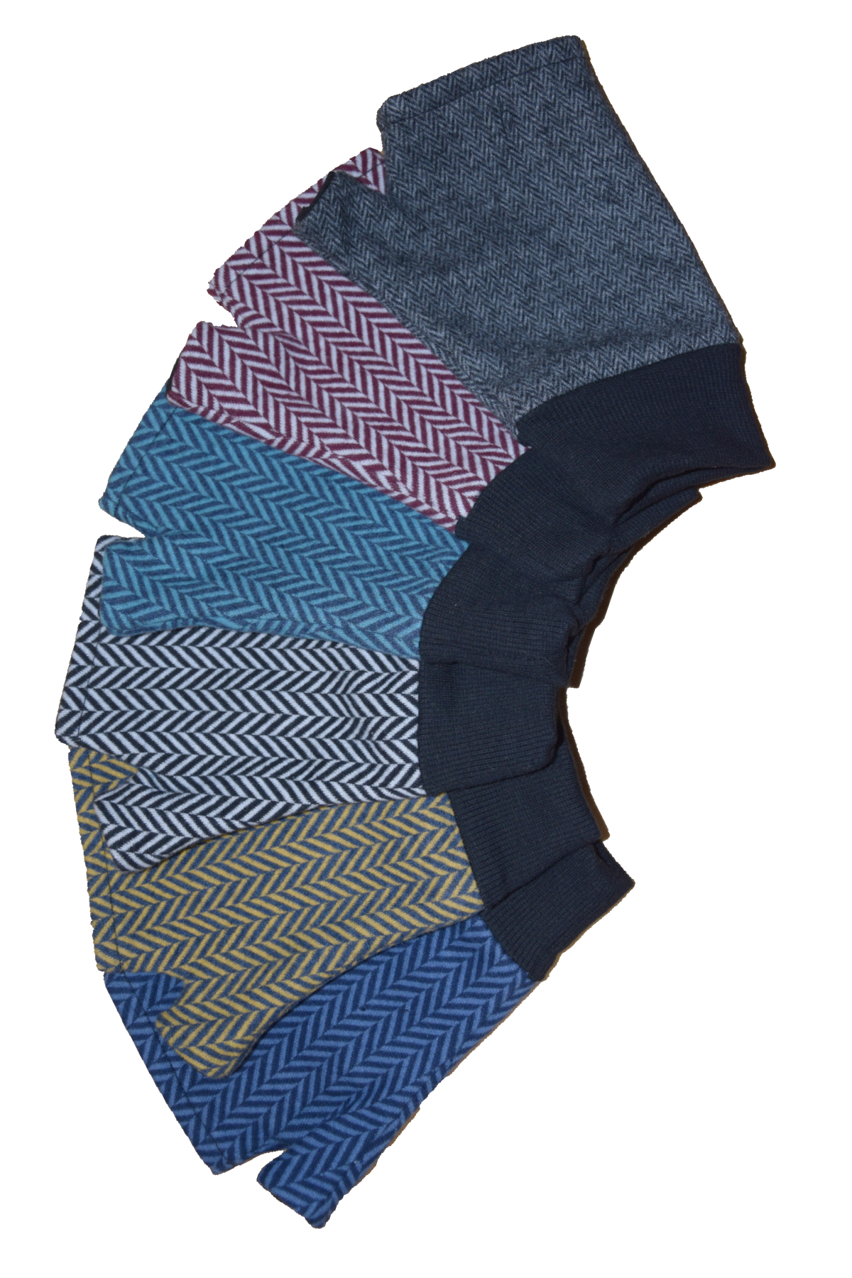Kurze Handschuhe Jacquard Fischgrät Grau