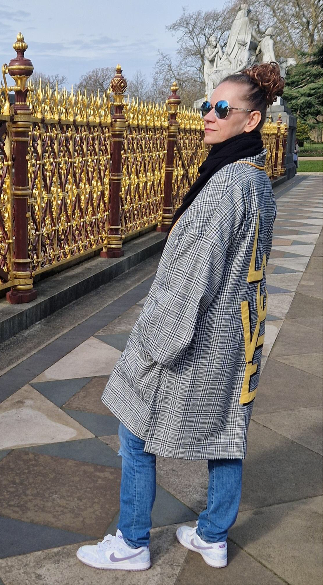 Kimono mit kariertem Muster "LOVE"