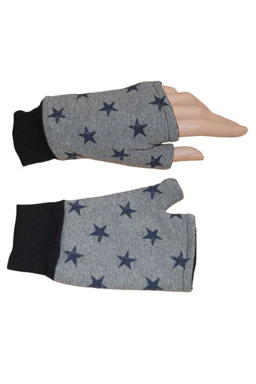 Set Kuschel Dreiecksloop und Sterne Handschuhe Mittelgrau