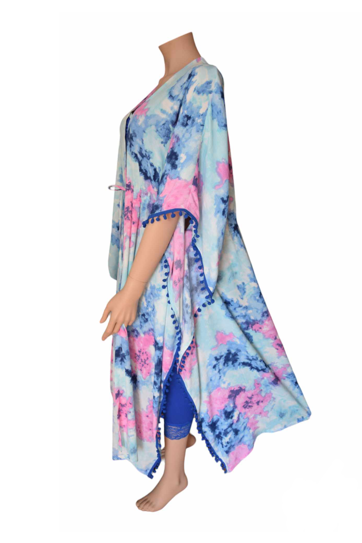 Beach Kimono Batik Bommel - Royalblau