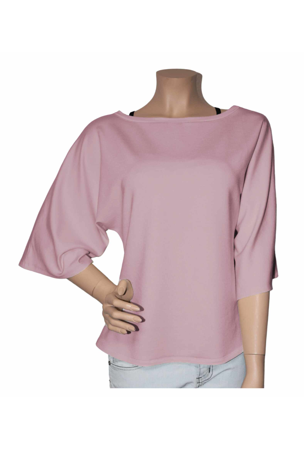 Fledermausärmel Pullover Modal Altrosa