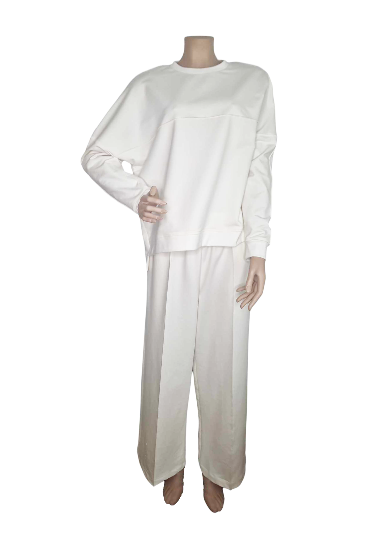 Jogginghose mit weitem Bein Wollweiss