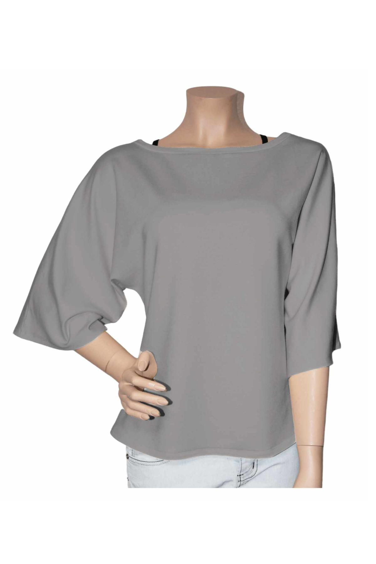 Fledermausärmel Pullover Modal Taupegrau
