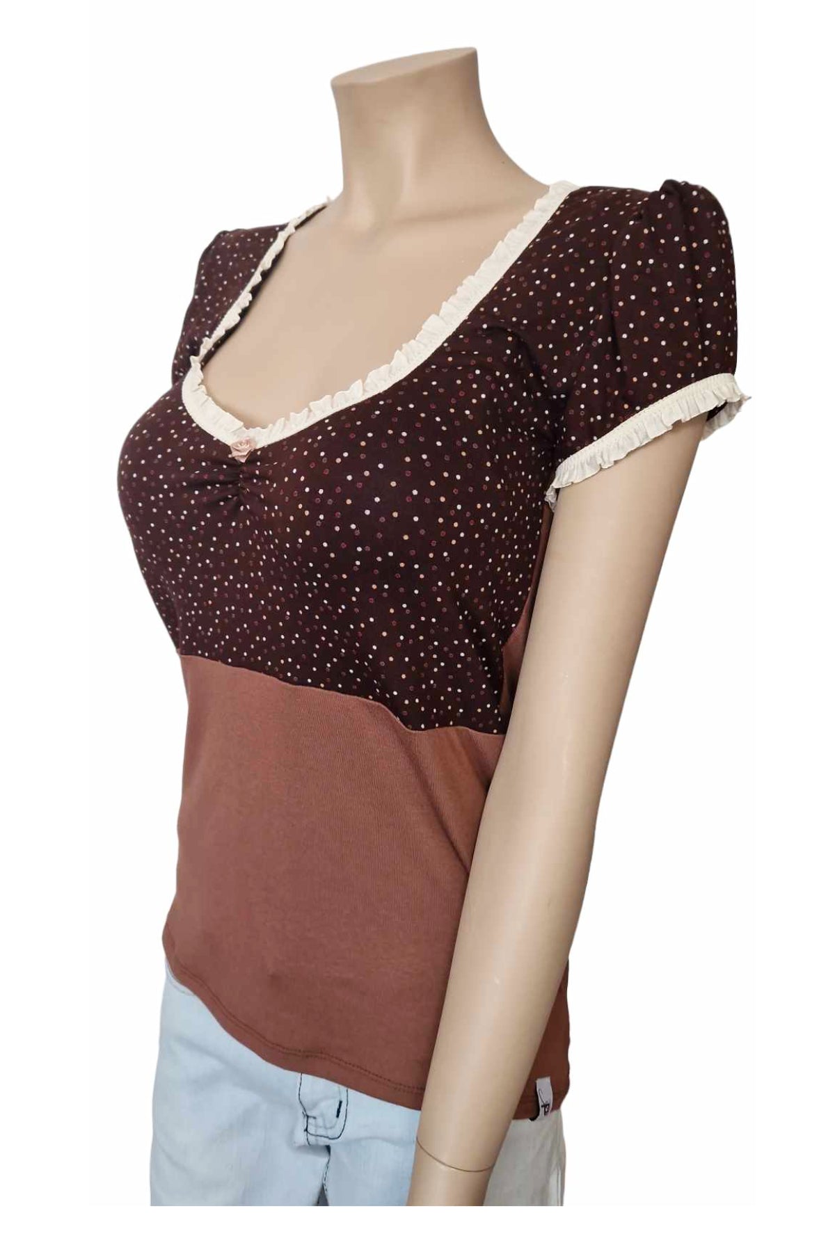 Collectif Top mit Punkten Braun