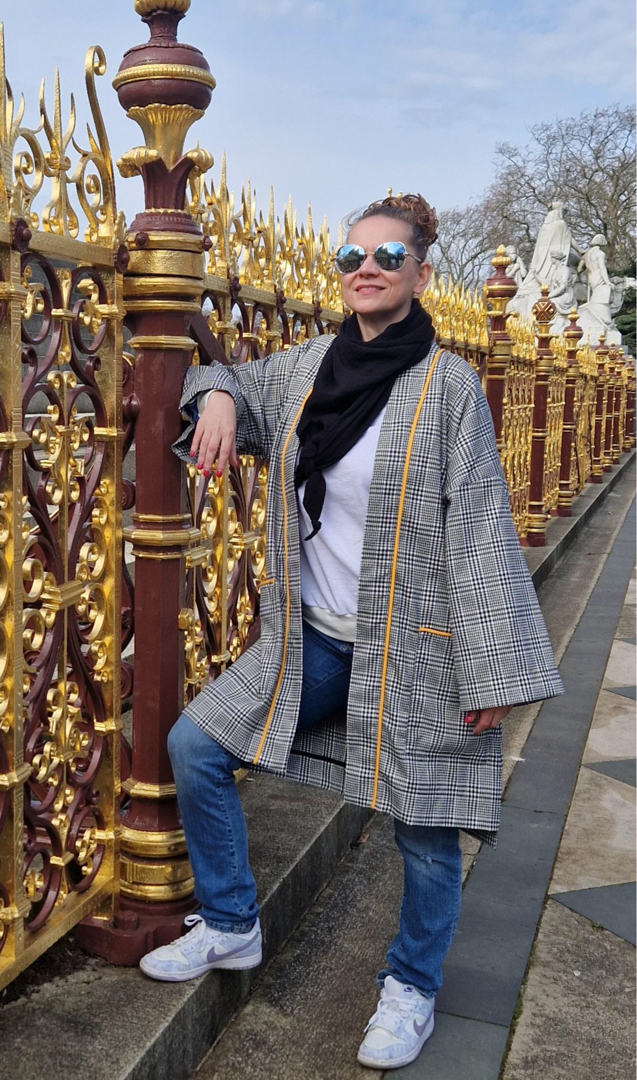 Kimono mit kariertem Muster "LOVE"