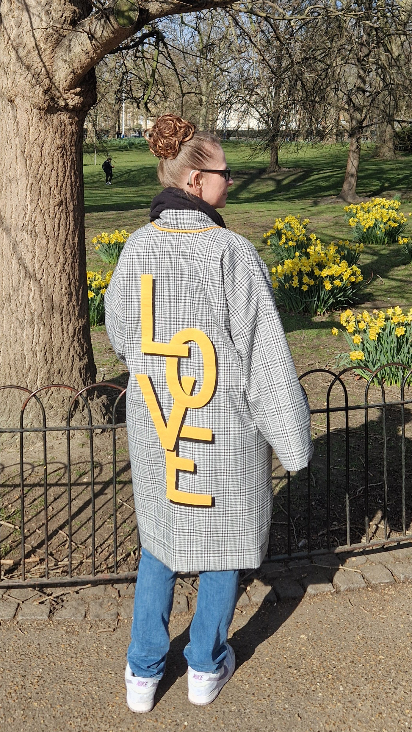 Kimono mit kariertem Muster "LOVE"