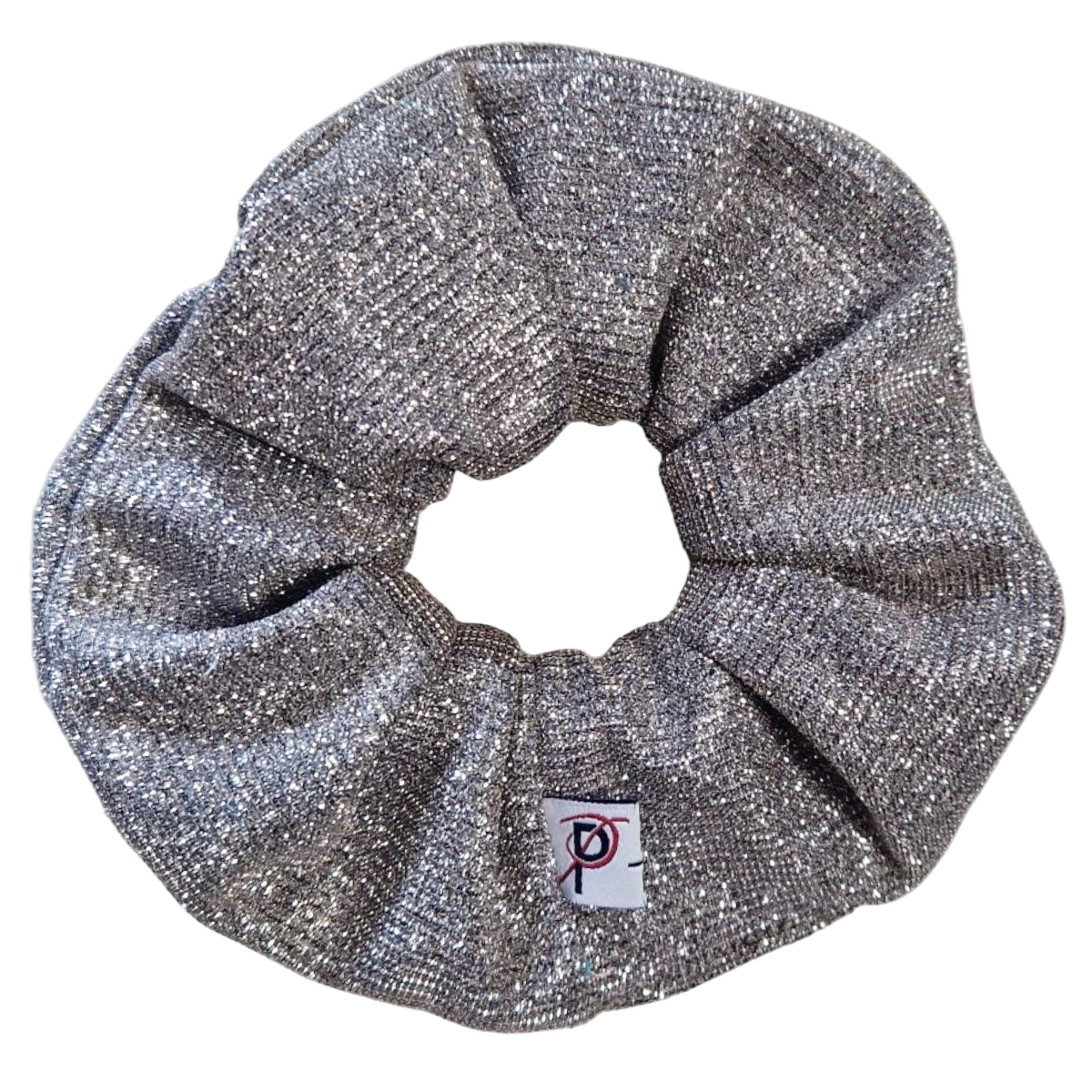 Groß Scrunchie LUREX Glitzer Silber