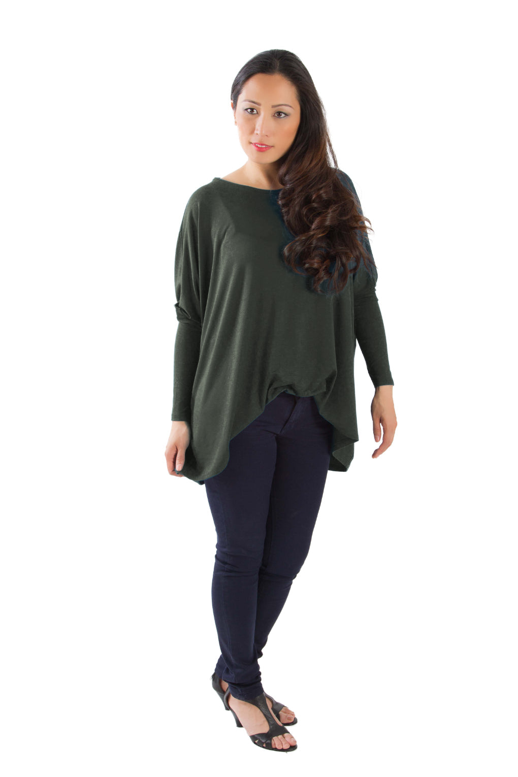 Longshirt mit rundem Halsausschnitt Khaki