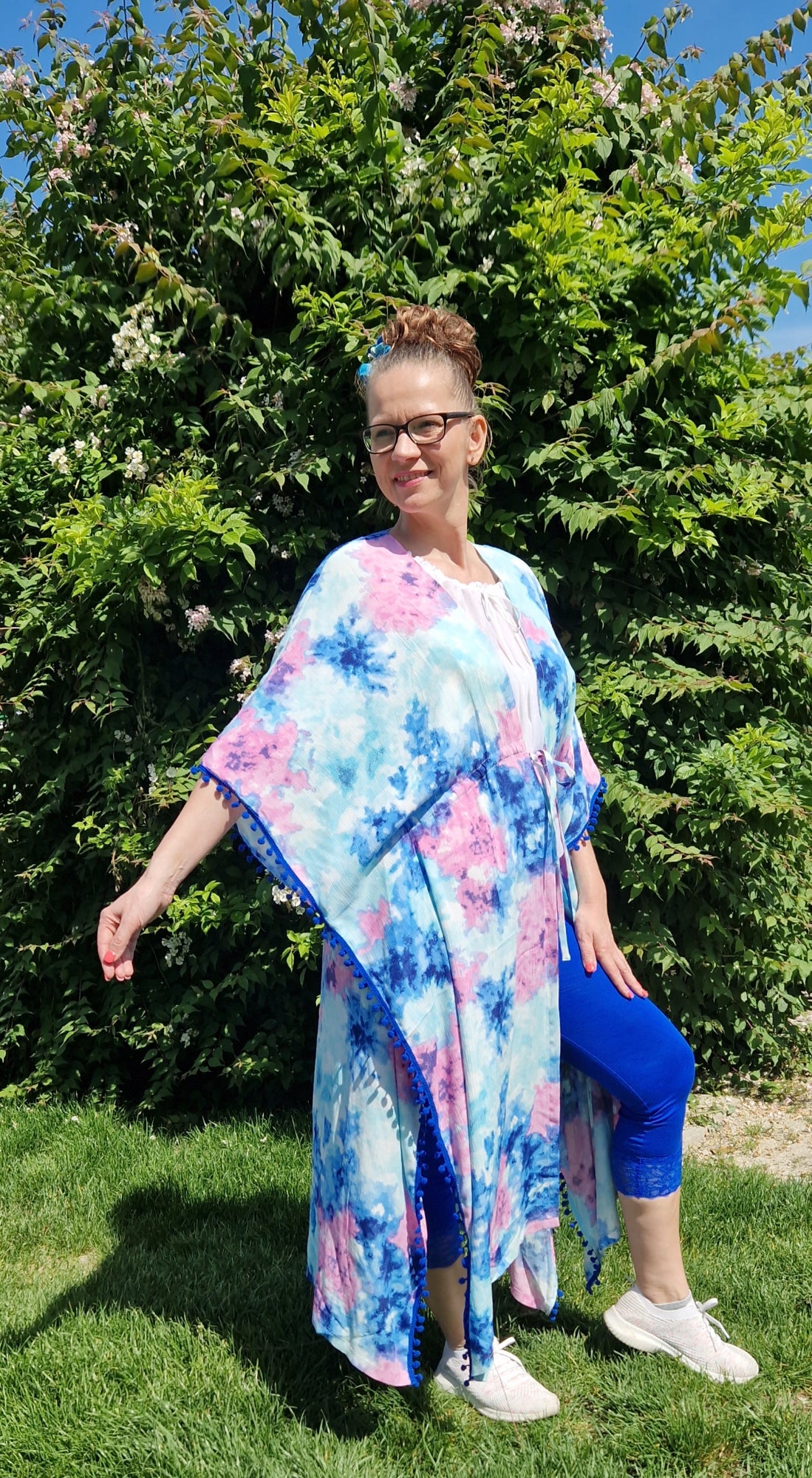 Beach Kimono Batik Bommel - Royalblau