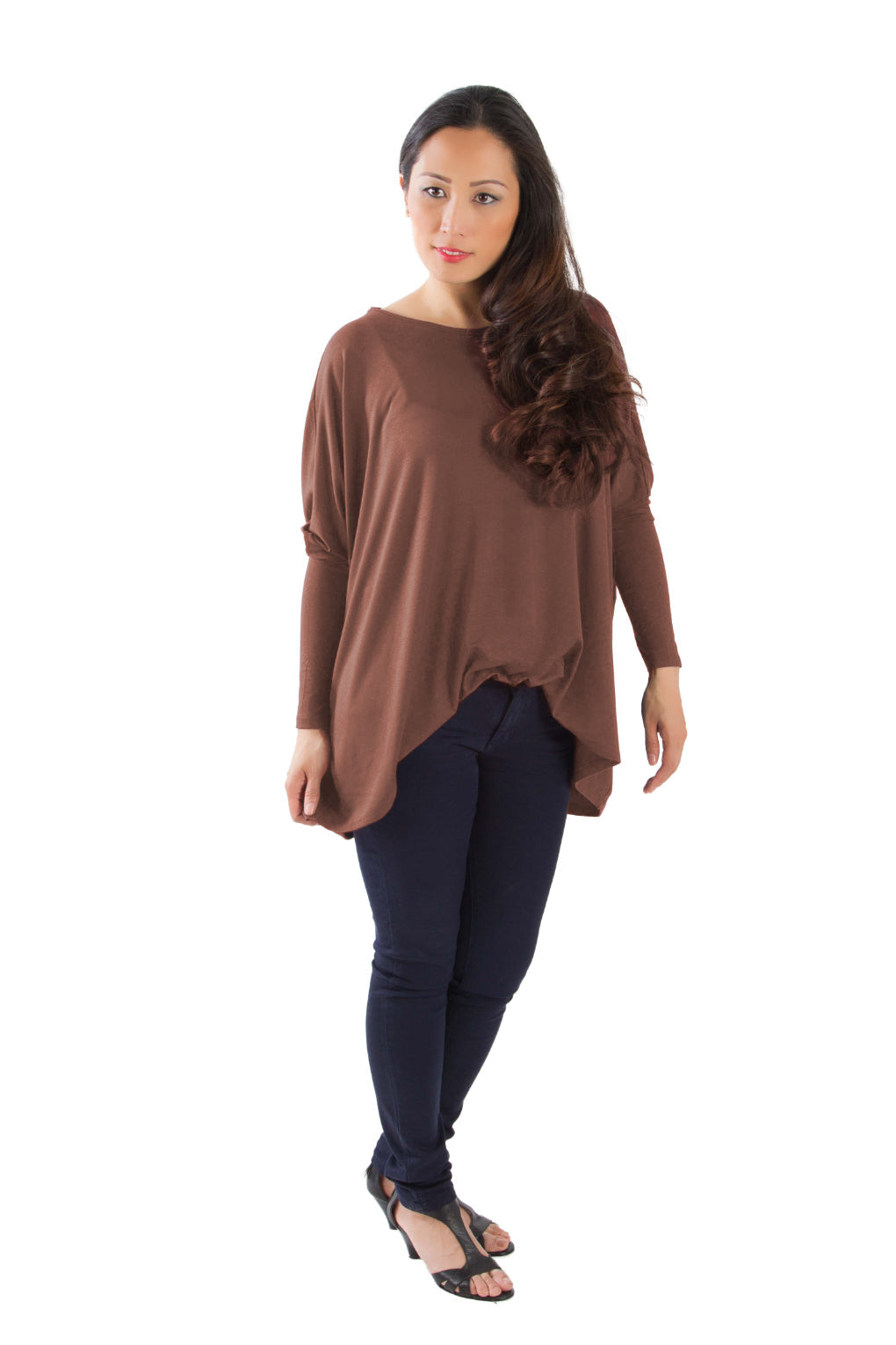 Longshirt mit rundem Halsausschnitt Mittelbraun