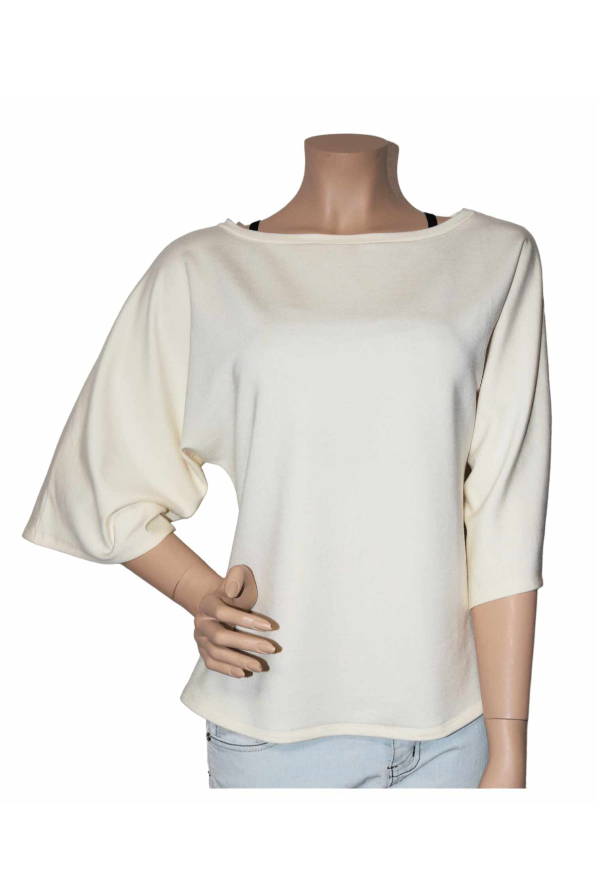 Fledermausärmel Pullover Modal Creme