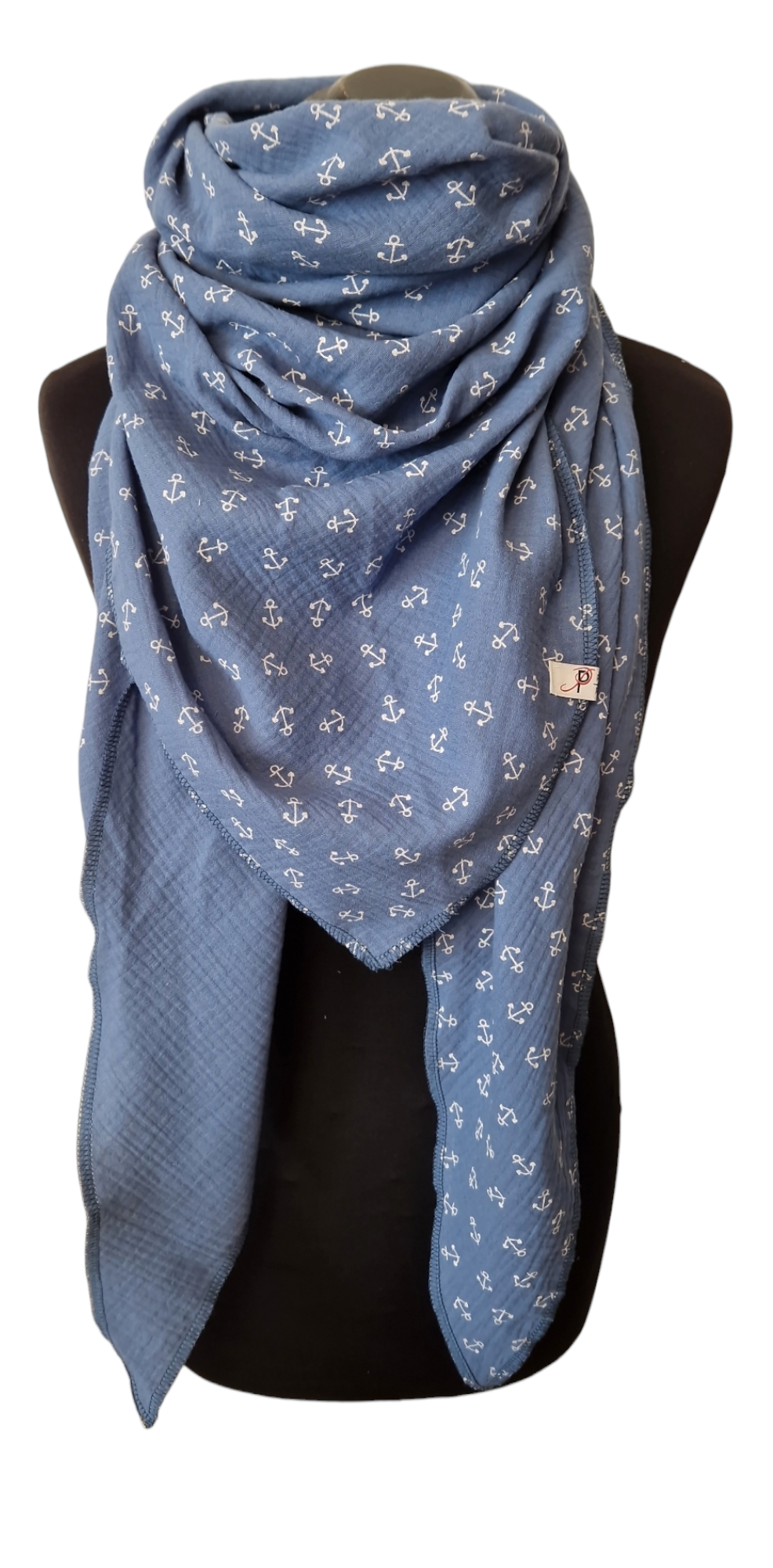 Ankern Musselintuch Jeansblau