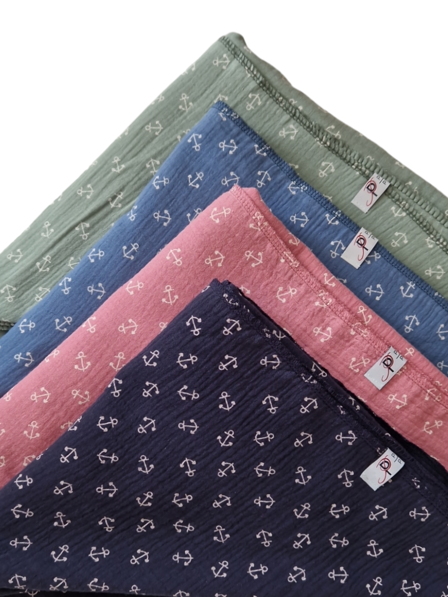 Ankern Musselintuch Jeansblau