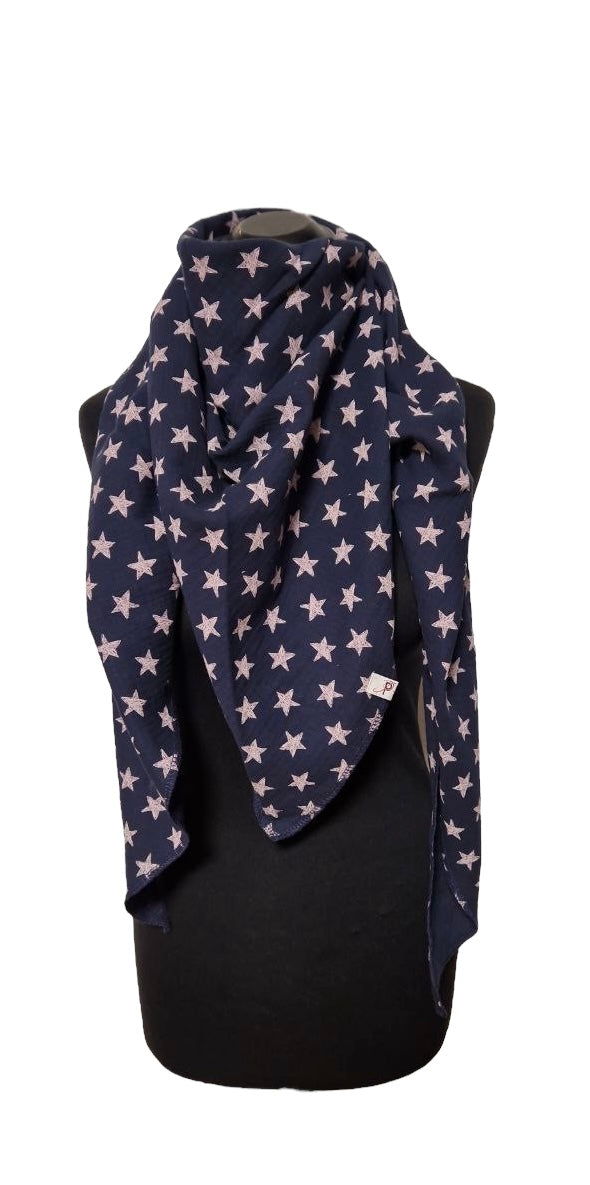 Sternen Musselintuch Quadratsformat Marine