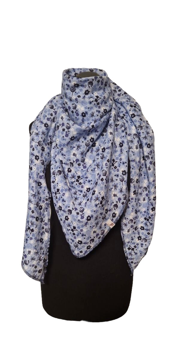 Blumen Musselintuch Babyblau