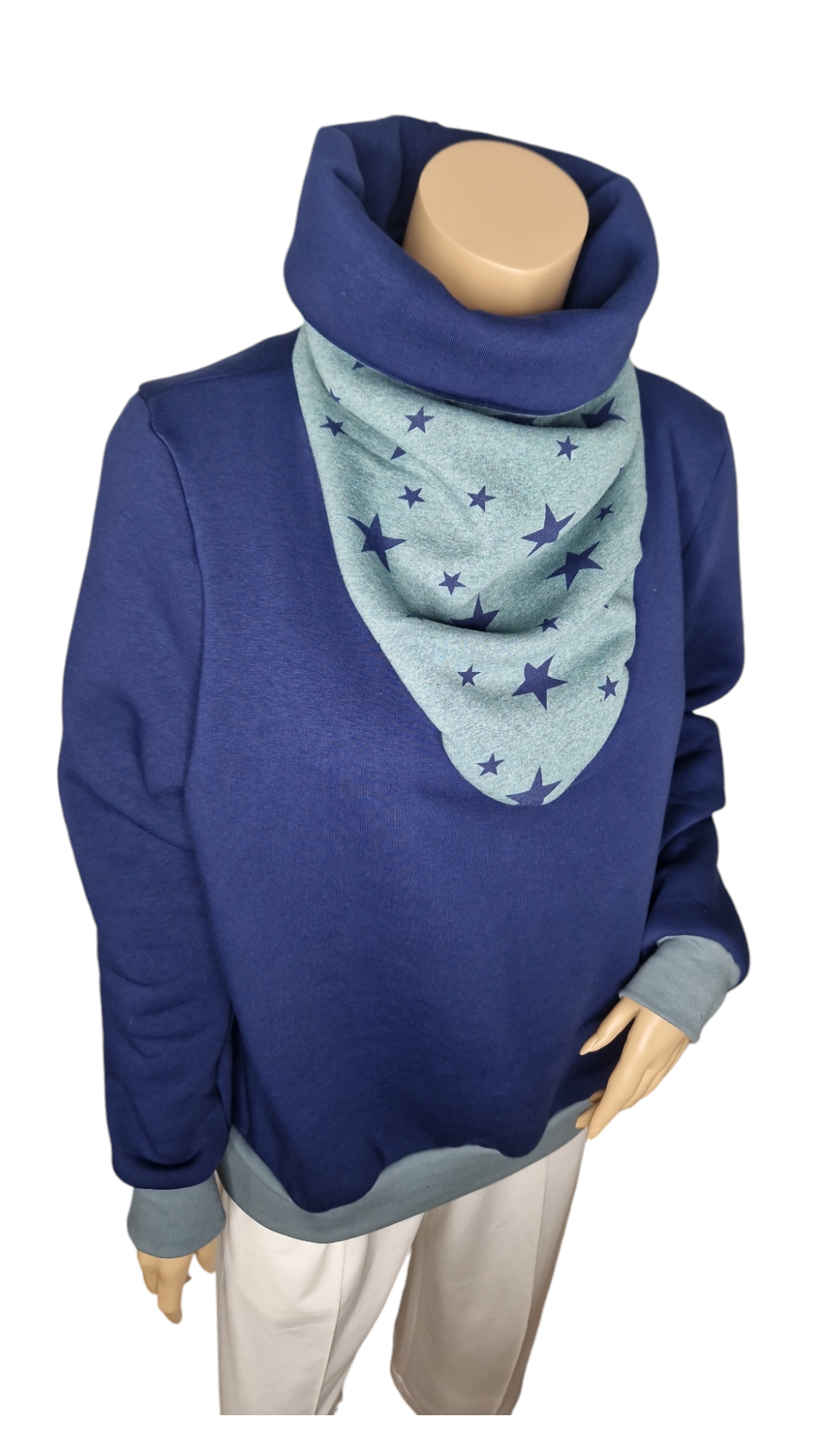 Wintershirt mit Schalkragen Sterne Mint