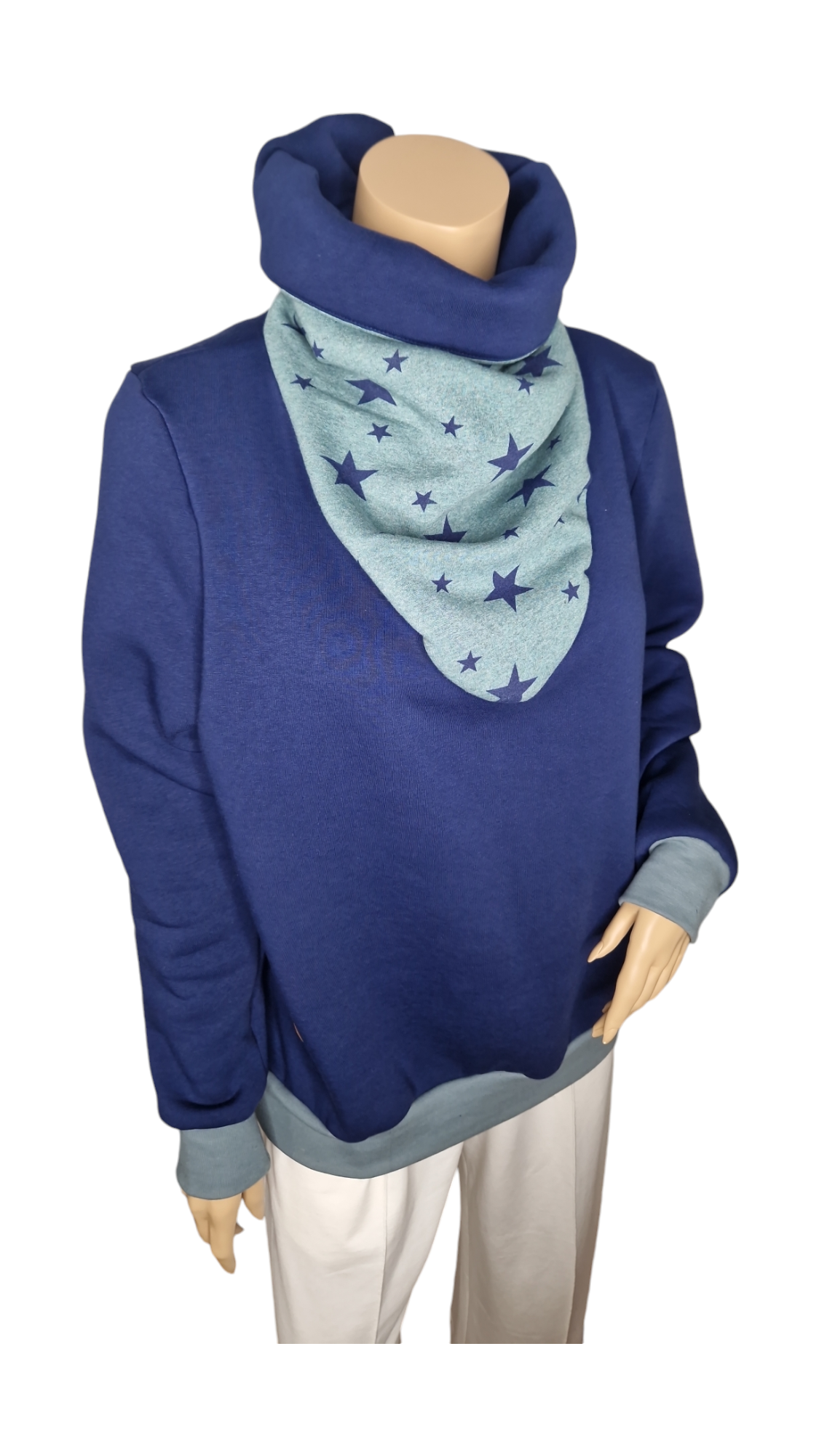 Wintershirt mit Schalkragen Sterne Mint