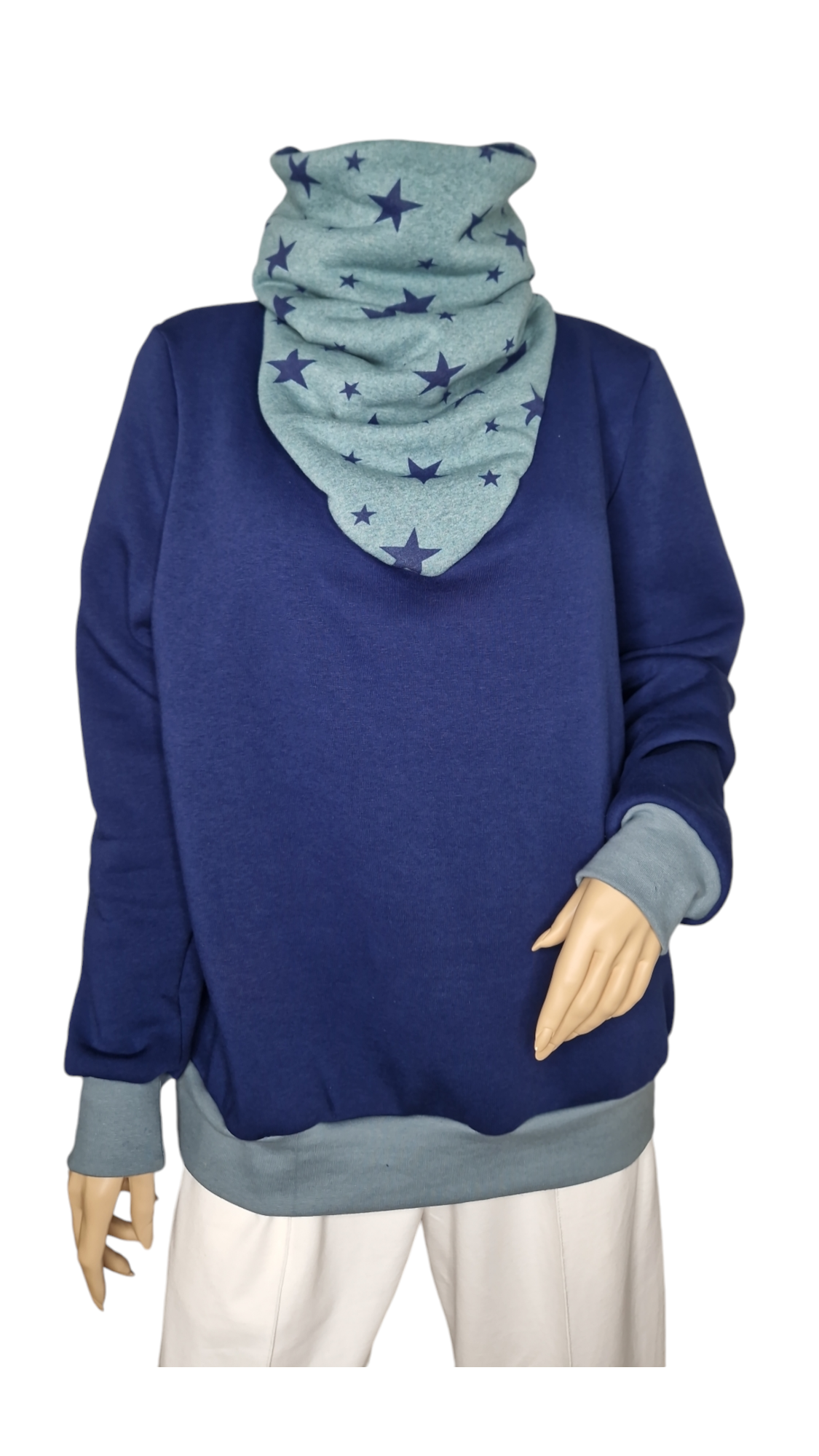 Wintershirt mit Schalkragen Sterne Mint