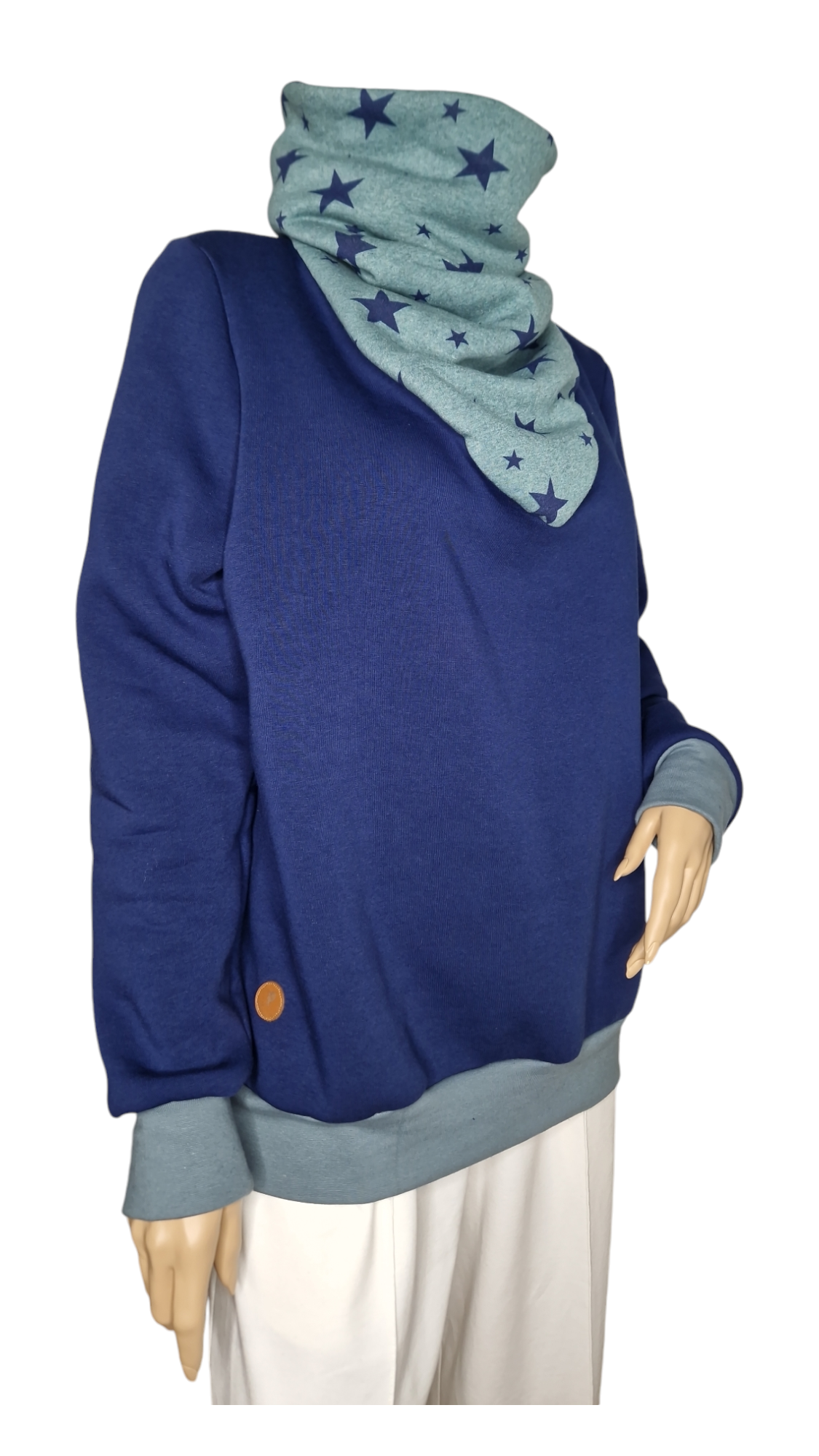 Wintershirt mit Schalkragen Sterne Mint