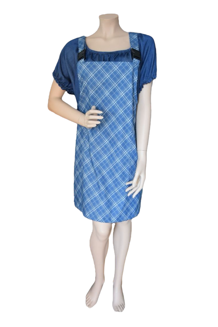 Latzkleid Karomuster hellblau