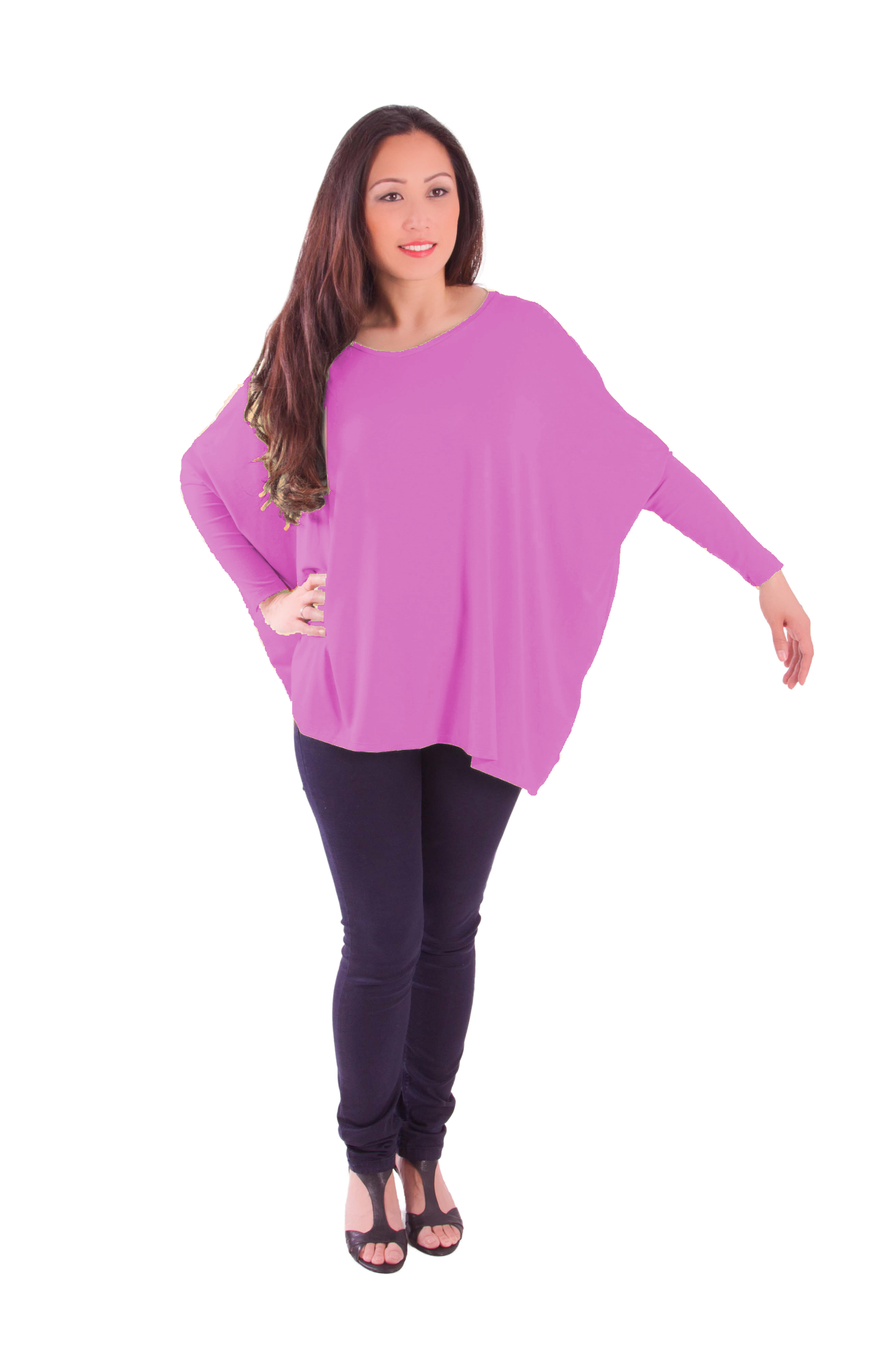 Longshirt mit rundem Halsausschnitt Fuchsia