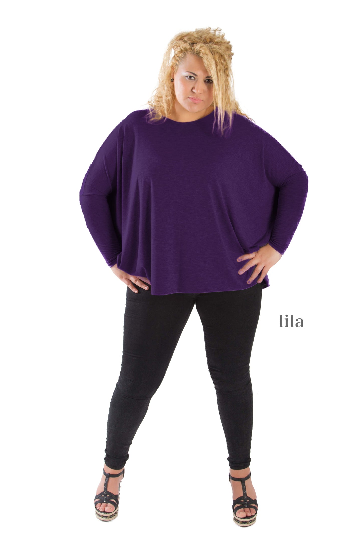 Longshirt mit rundem Halsausschnitt Lila