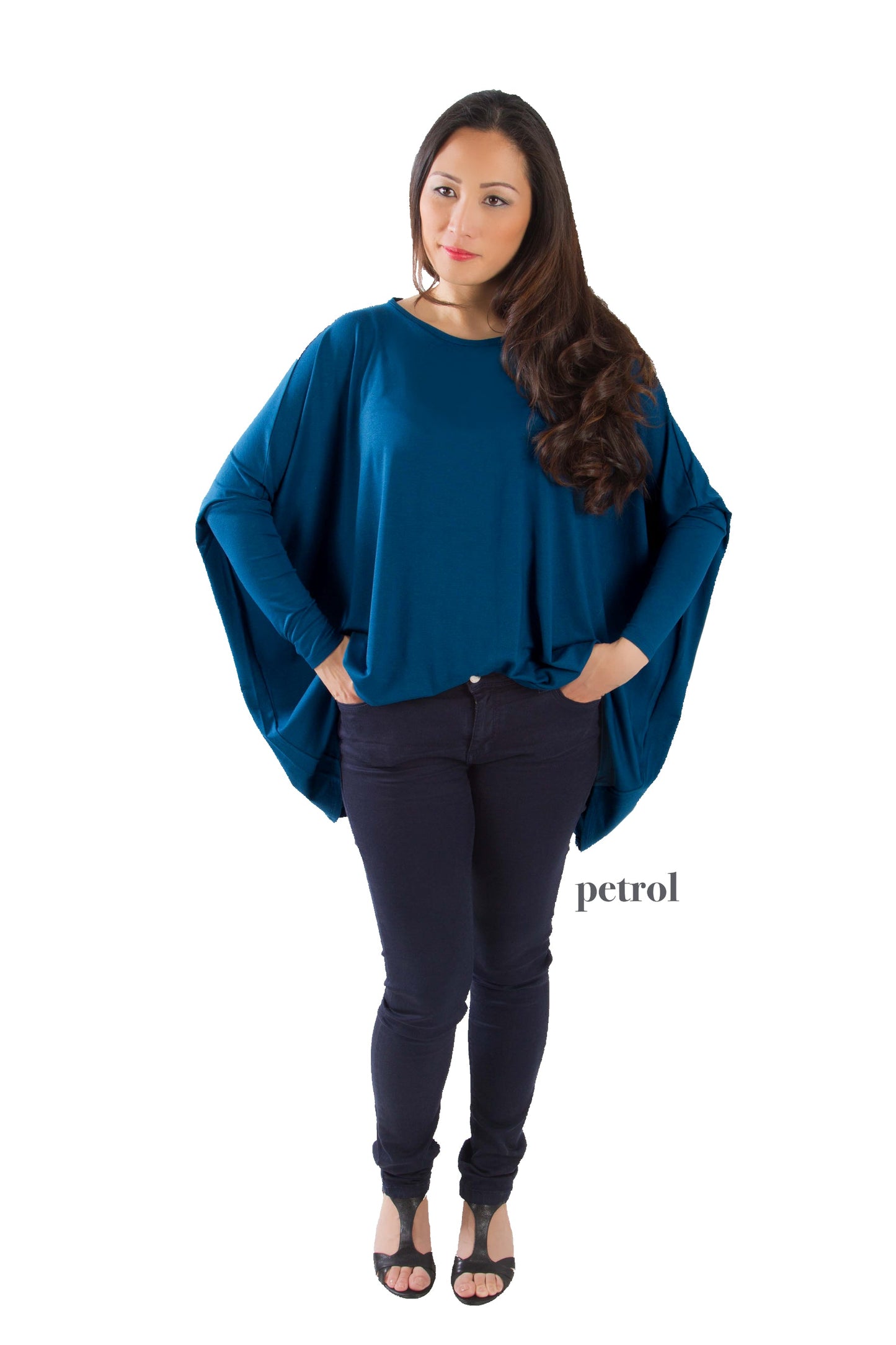 Longshirt mit rundem Halsausschnitt Petrol
