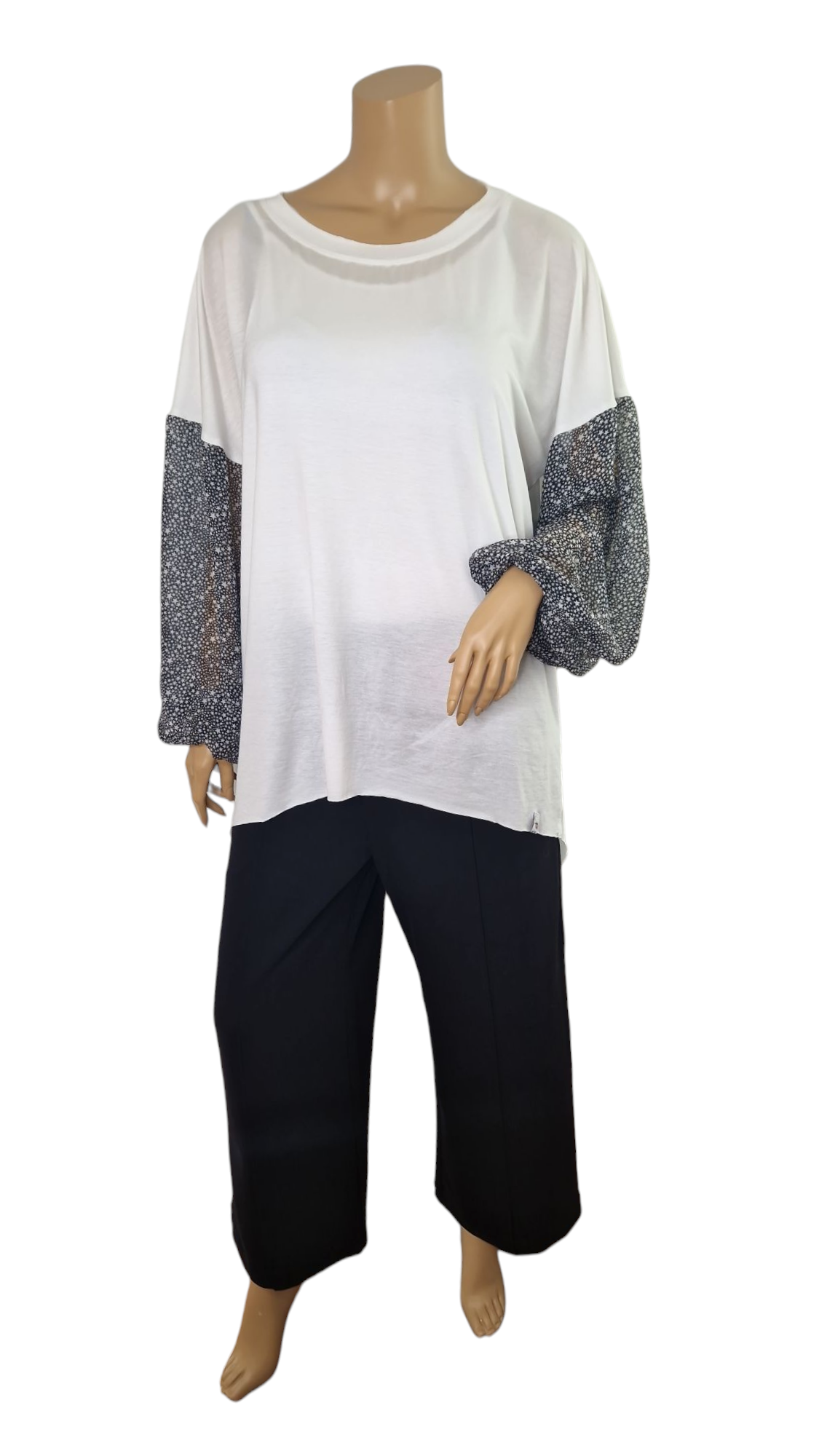 Langarm-Shirt mit Chiffon-Ärmeln in kleinen Sternen