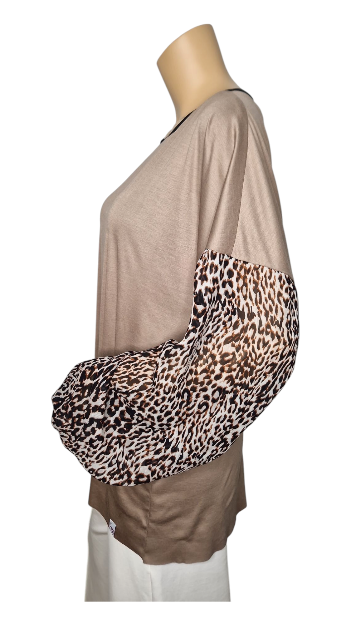 Langarm-Shirt mit Chiffon-Ärmeln in Leopardenmuster