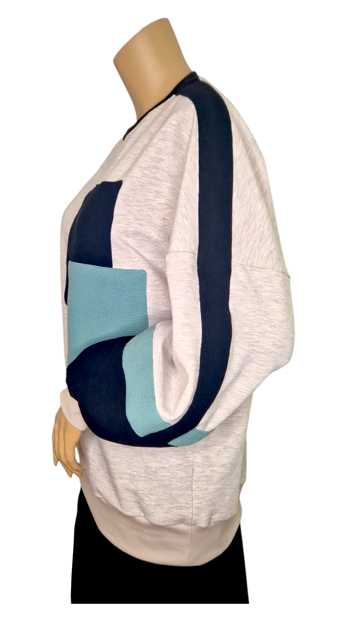 Warmer Sweatshirt Melange und Waffelpiqué Beige