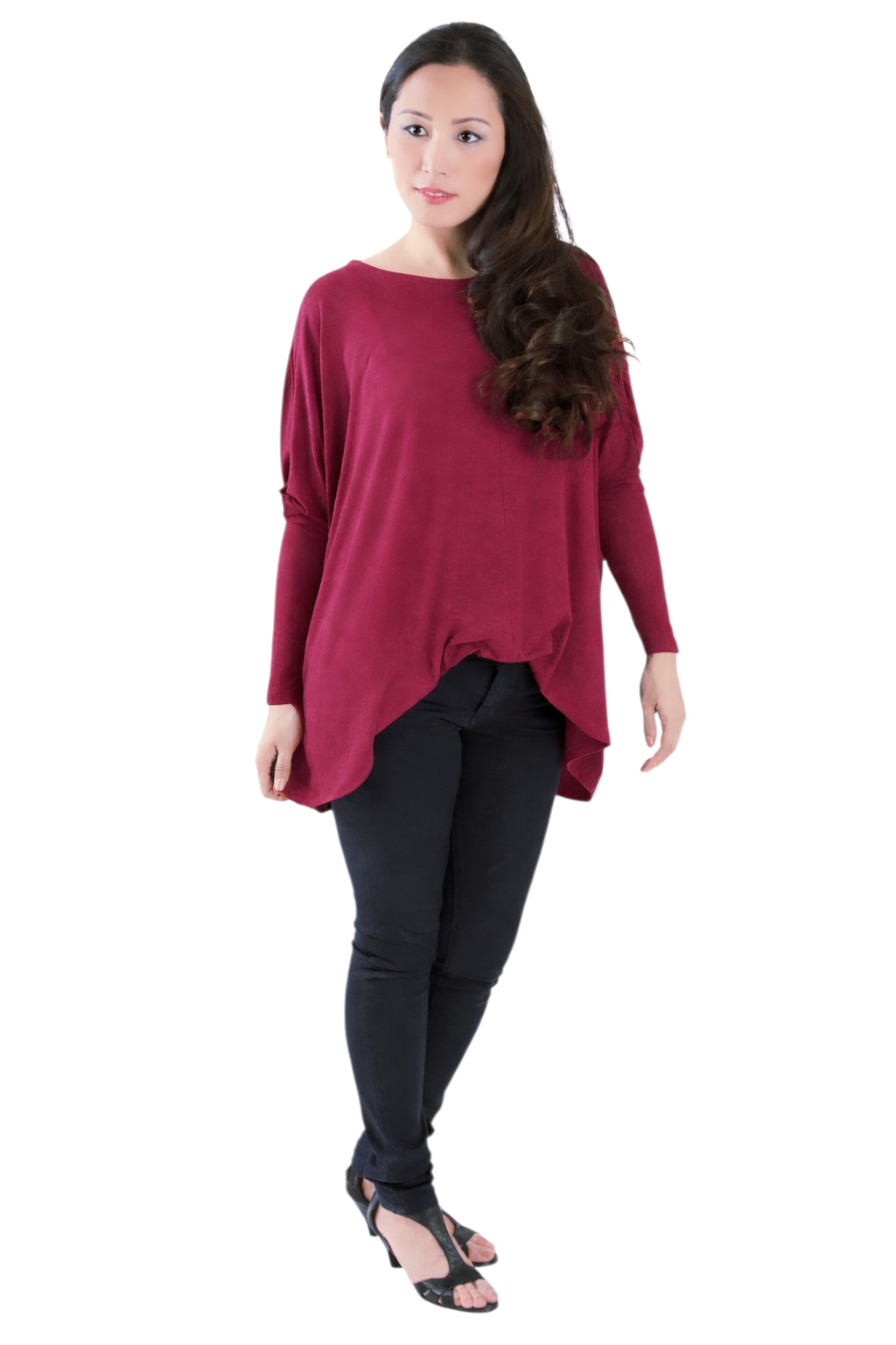 Longshirt mit rundem Halsausschnitt Himbeere