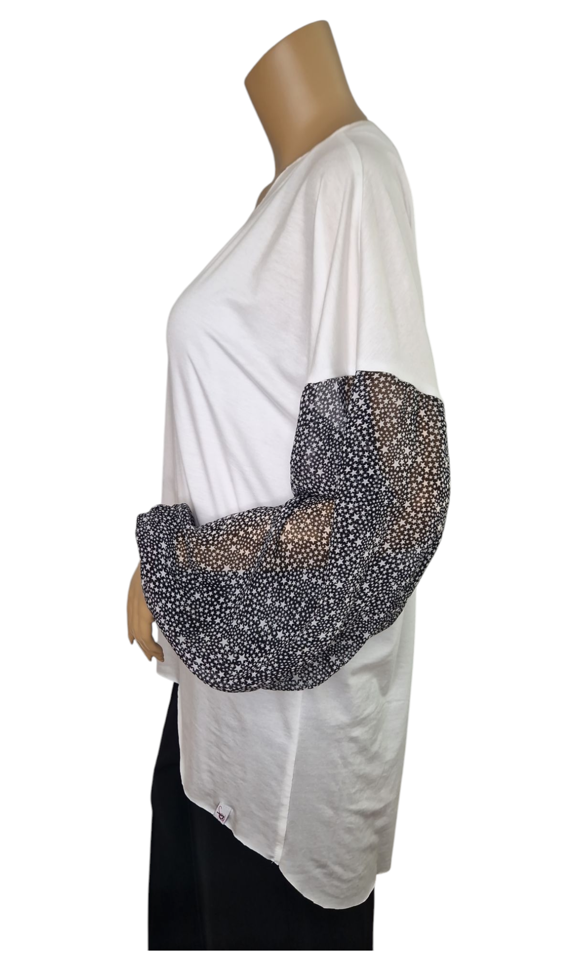 Langarm-Shirt mit Chiffon-Ärmeln in kleinen Sternen