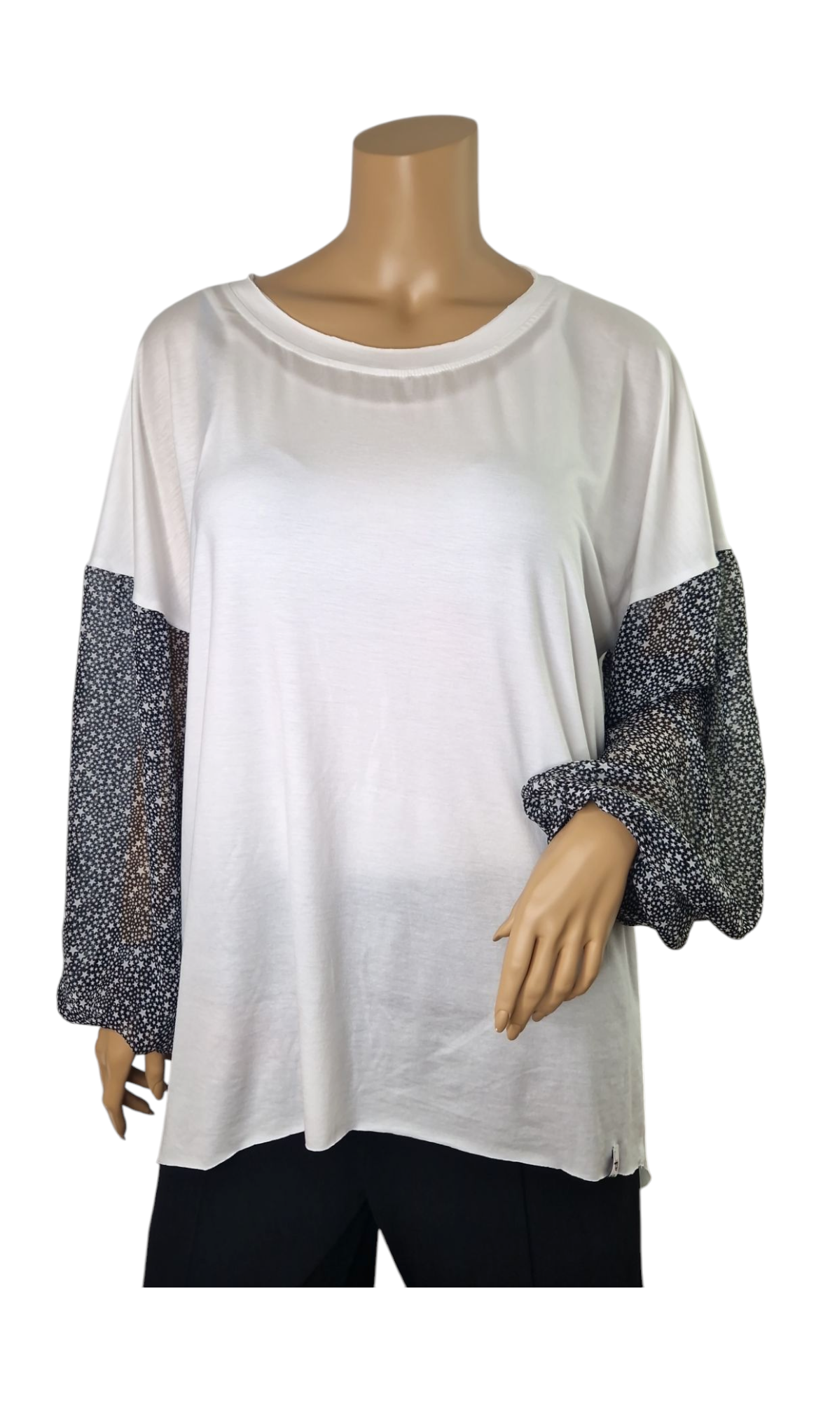 Langarm-Shirt mit Chiffon-Ärmeln in kleinen Sternen