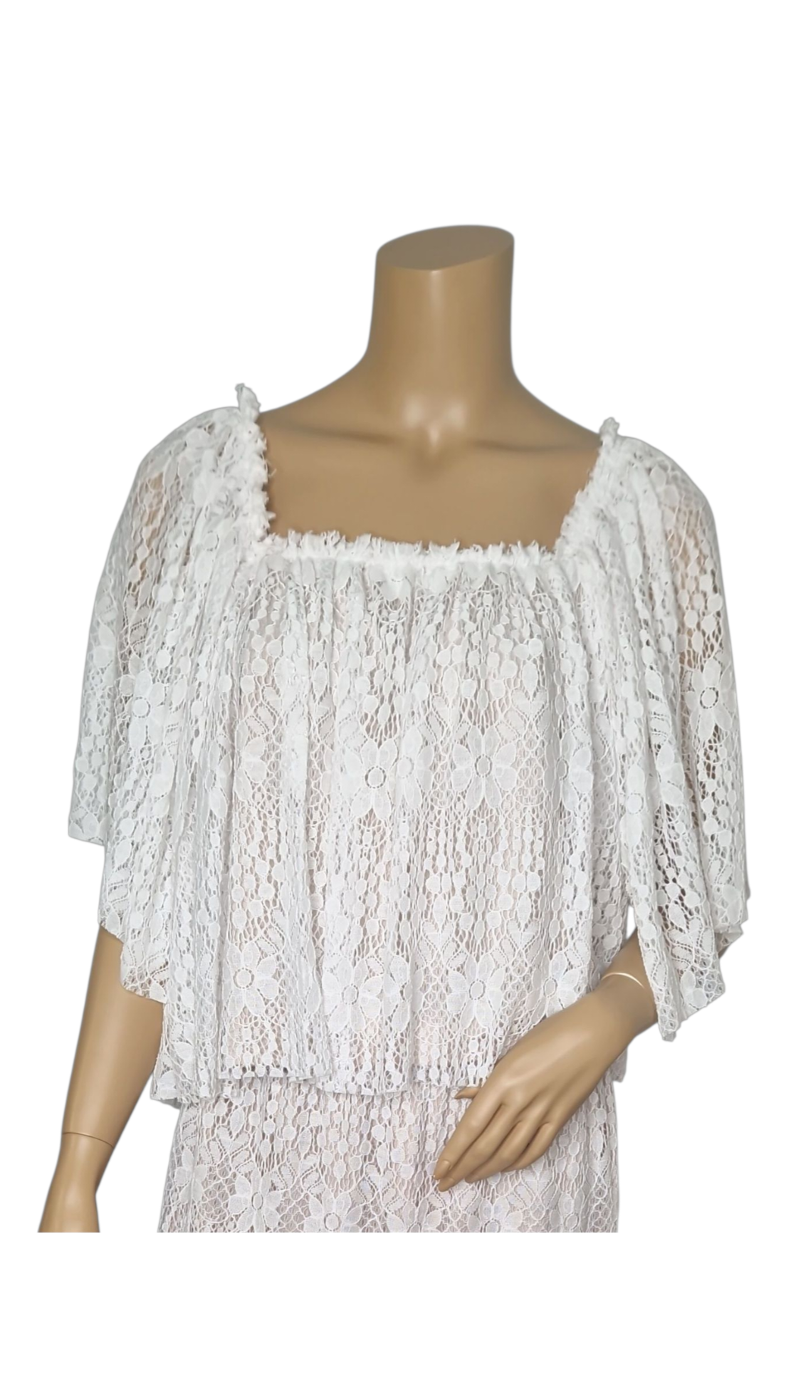 Set Romantisches Spitzenkleid im Boho-Stil – Marine
