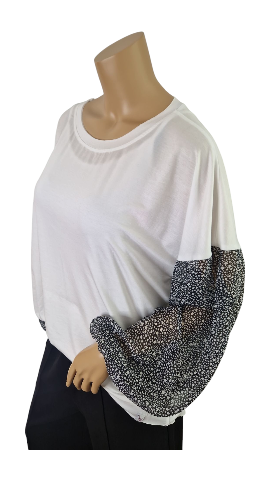 Langarm-Shirt mit Chiffon-Ärmeln in kleinen Sternen