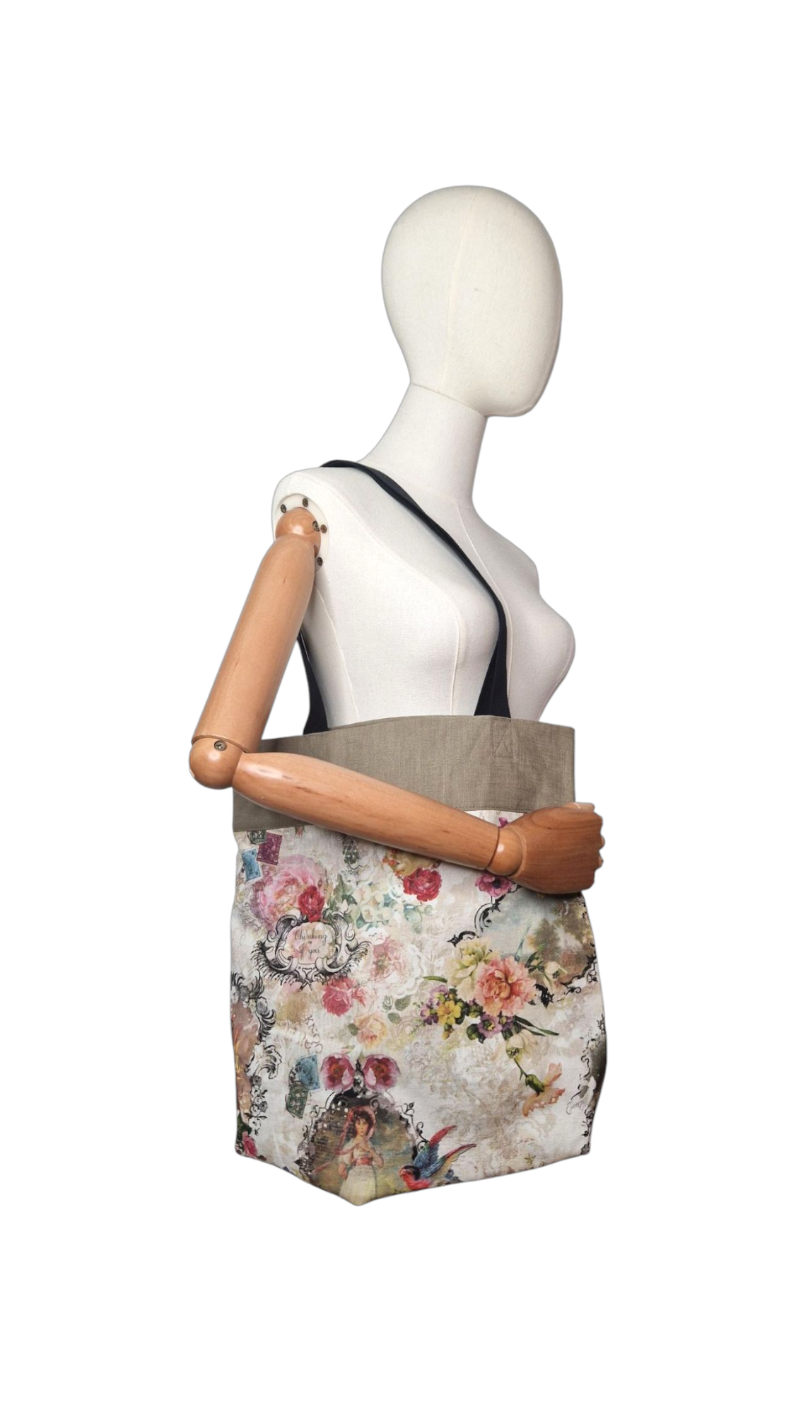 Einkaufsbeutel aus Leinen und Canvas Blumenmuster (2 Teil)