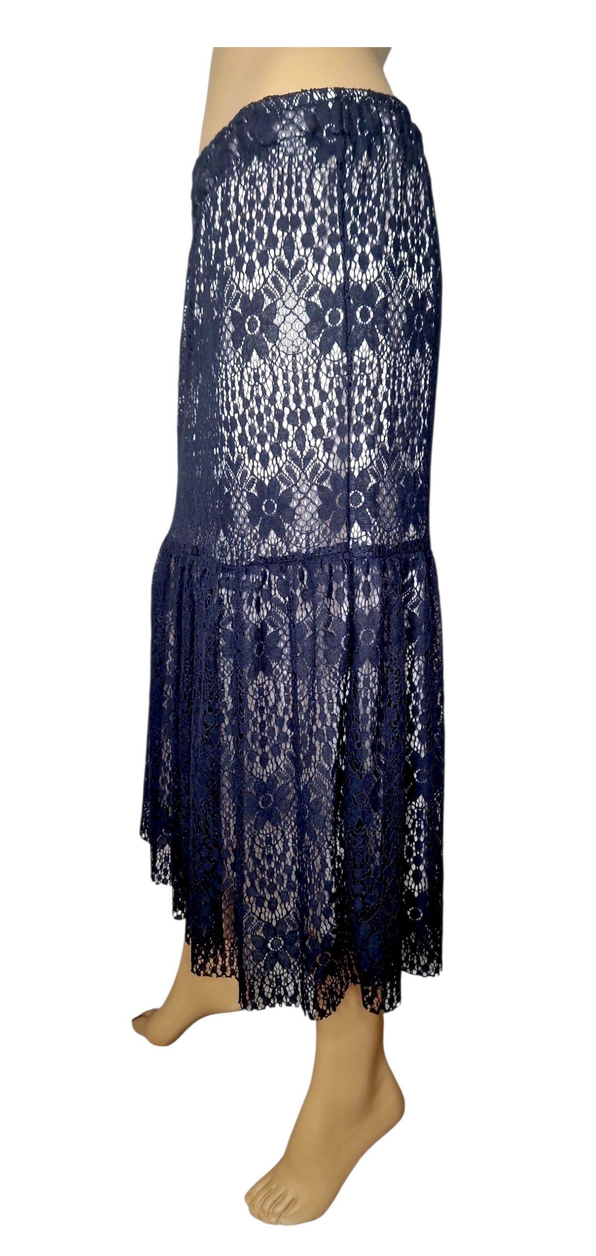 Set Romantisches Spitzenkleid im Boho-Stil – Marine
