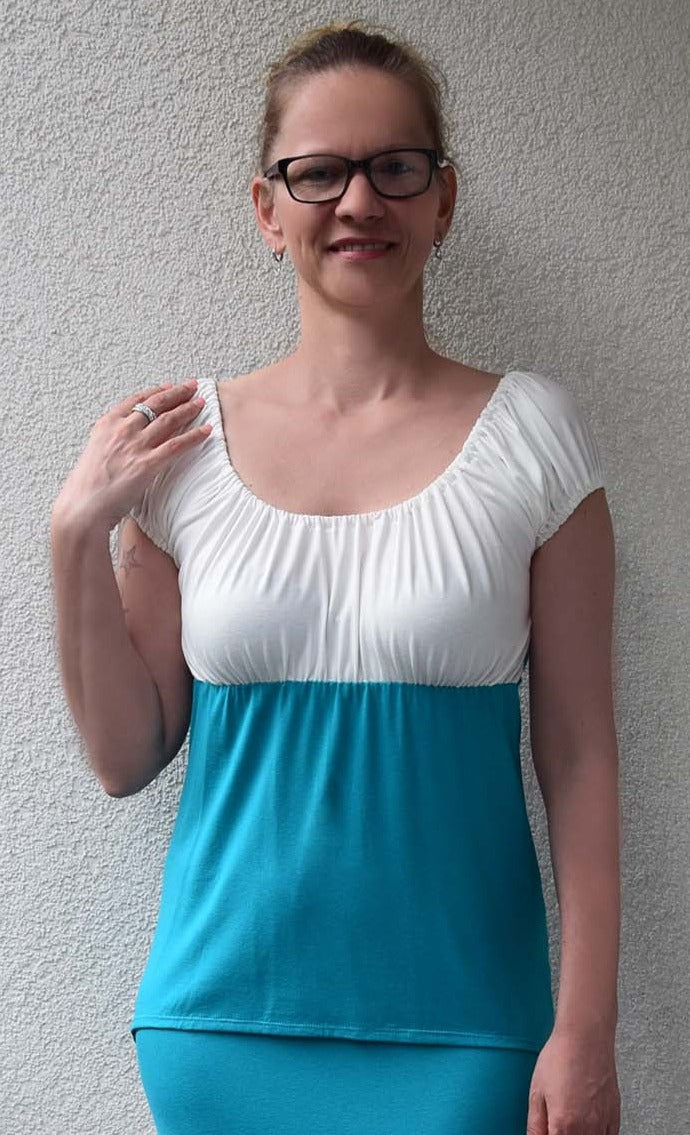 Carmenausschnitt zweifarbig