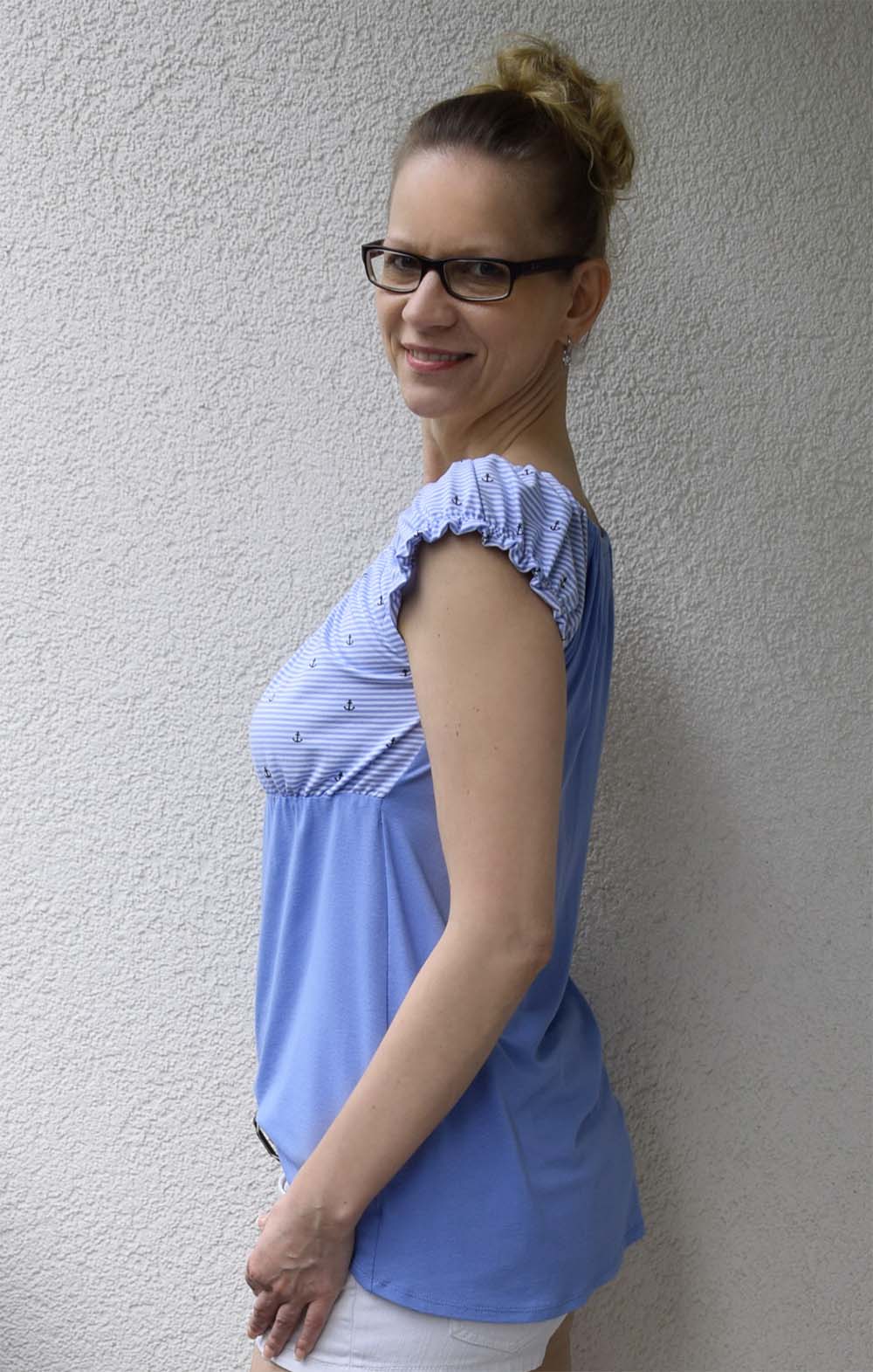 Carmenausschnitt kurze Puffärmel Anker