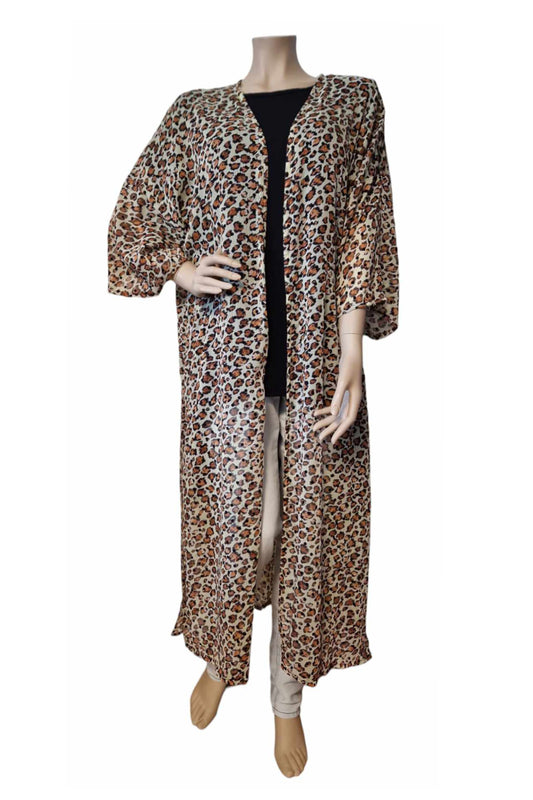 Maxi-Leopard Kimono aus Chiffon