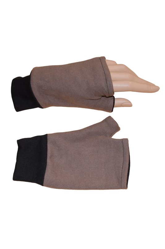 Kurze Handschuhe Jacquard Uni Taupebraun