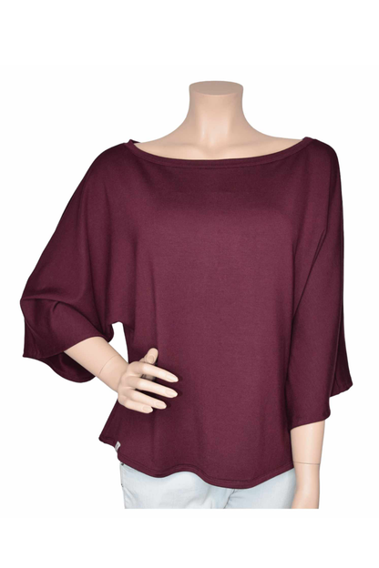 Fledermausärmel Pullover Modal Bordeaux