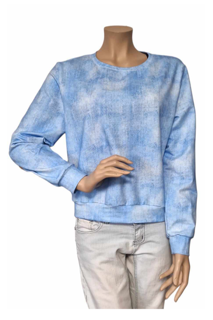 Sommersweat Shirt Jeansblau Muster