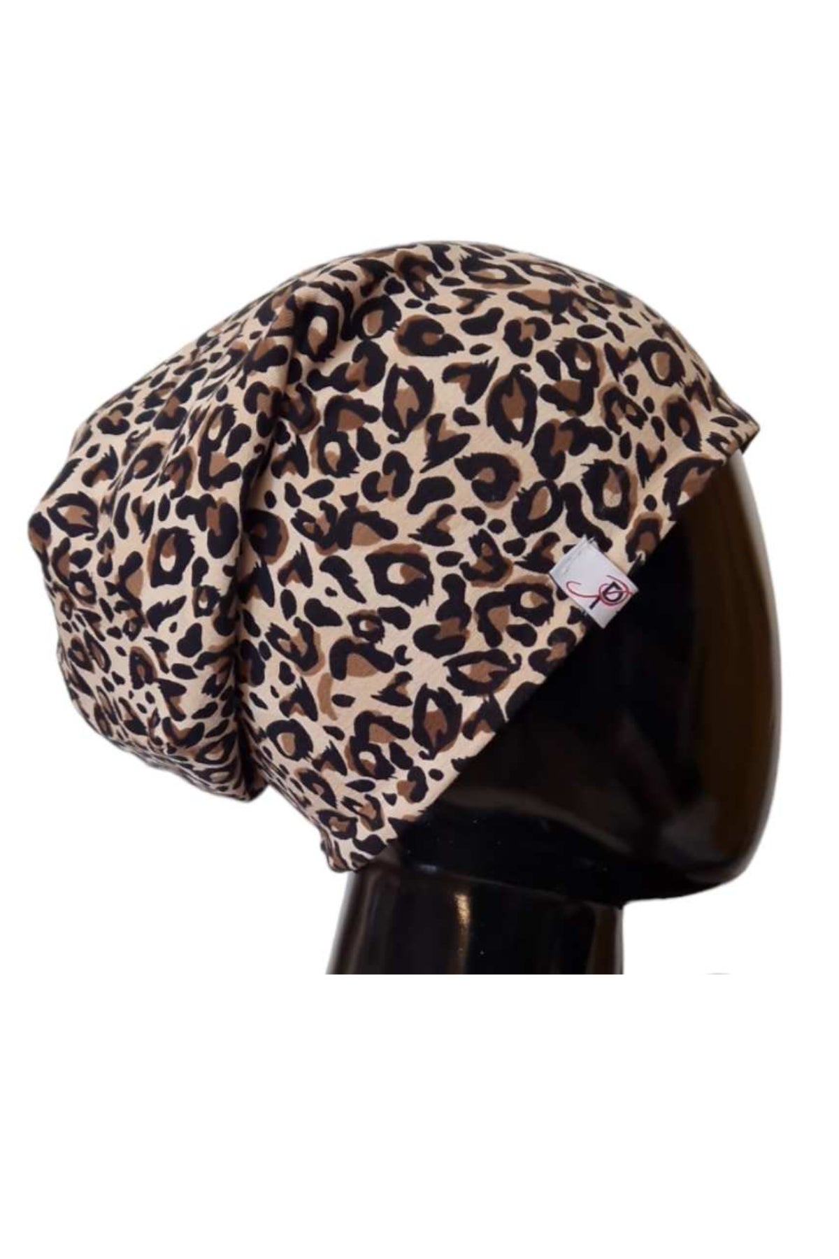 Long Wendebeanie Mütze Baumwolle Leoparden