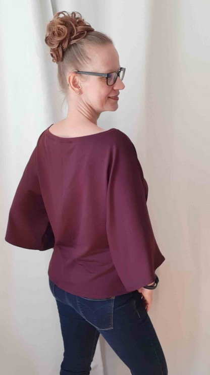 Fledermausärmel Pullover Modal Bordeaux