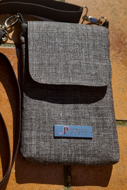 Handytasche zum Umhängen Canvas Melange Dunkelgrau