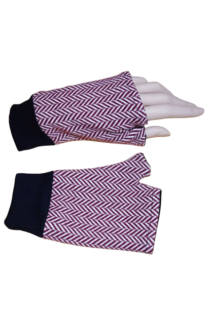 Kurze Handschuhe Jacquard Fischgrät Bordeaux